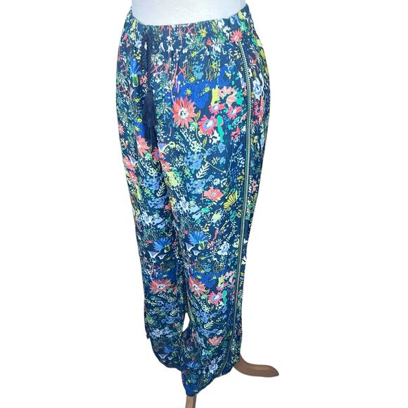 Lior Paris Floral Palazzo Pants w/Side-Seam Trim & Tie-Waist Oversized S fits M - Picture 10 of 10